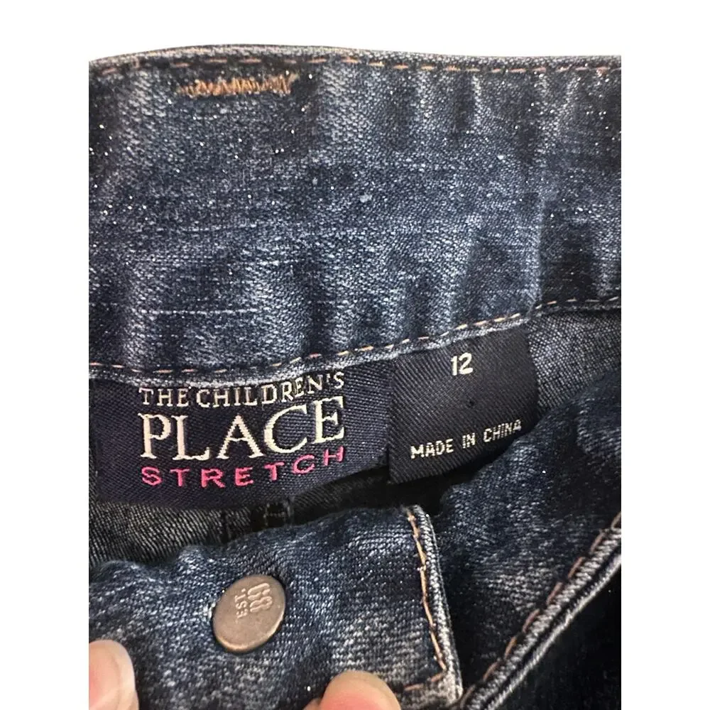 The Children's Place Blue Sparkle Flare Bell Bottom Jeans Girls Sz 12